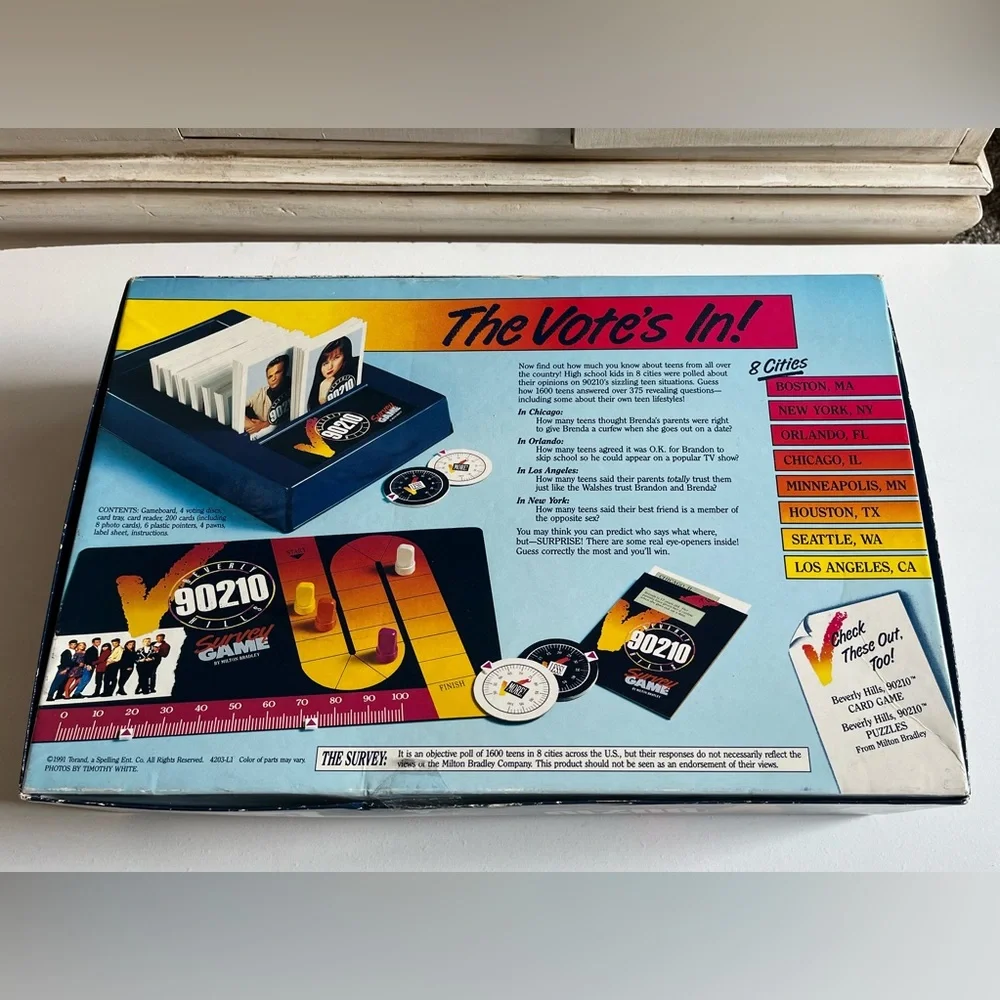 Vintage 1991 Milton Bradley Beverly Hills 90210 Survey Board Game Complete TV